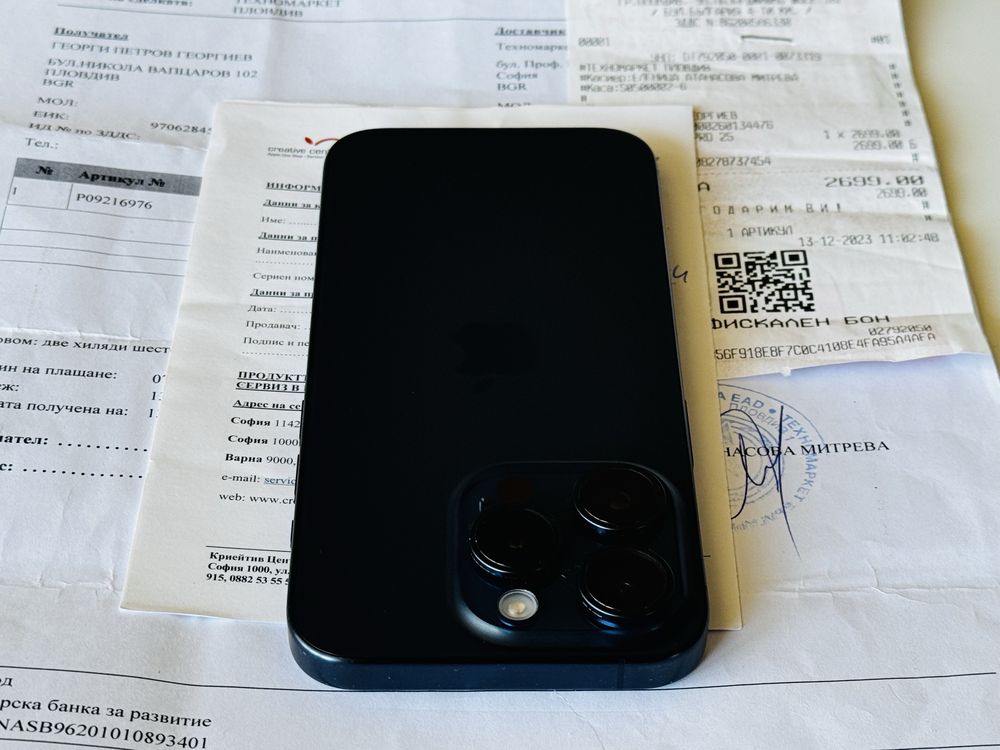 Iphone 15 Pro 256GB Blue Titanium Гаранция до 13.12.2025г