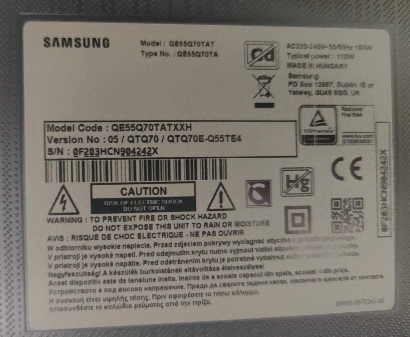 TV Samsung QE55Q70T (display stricat)