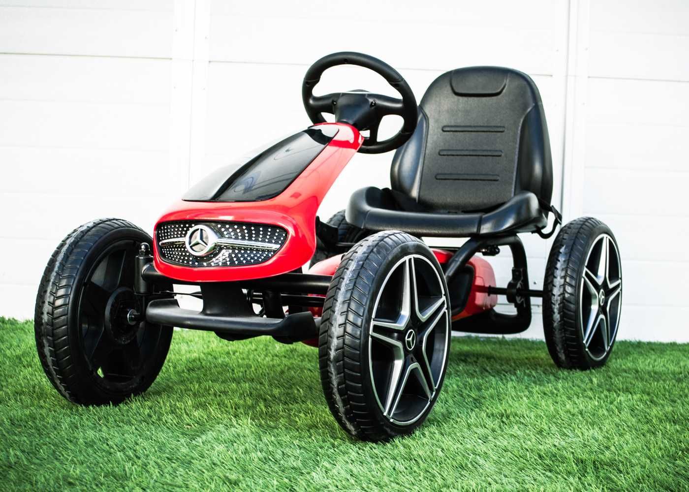 Masinuta cu pedale pentru copii, GO Kart Mercedes cu roti MOI #RED