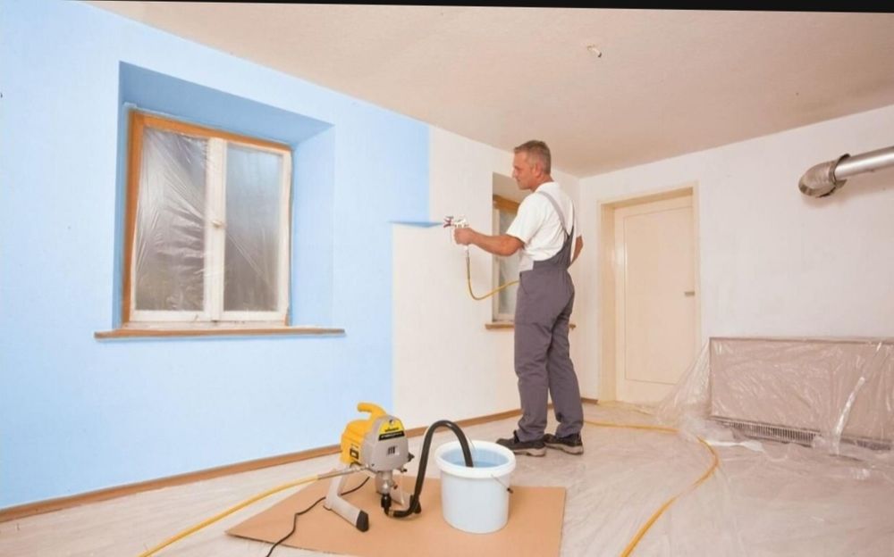 Красим стены офис, помещение паркинг, услуги маляра покраска стен