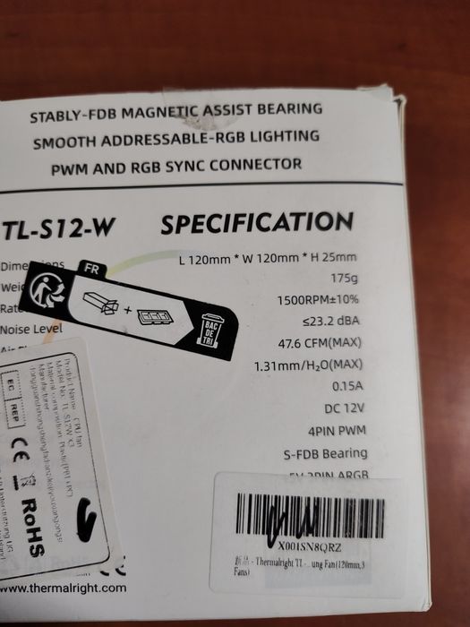 Set de ventilatoare 120mm argb ring 3 pack albe Thermalright ,noi.