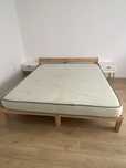 Set Dormitor Cadru Pat, Saltea, 2 Noptiere