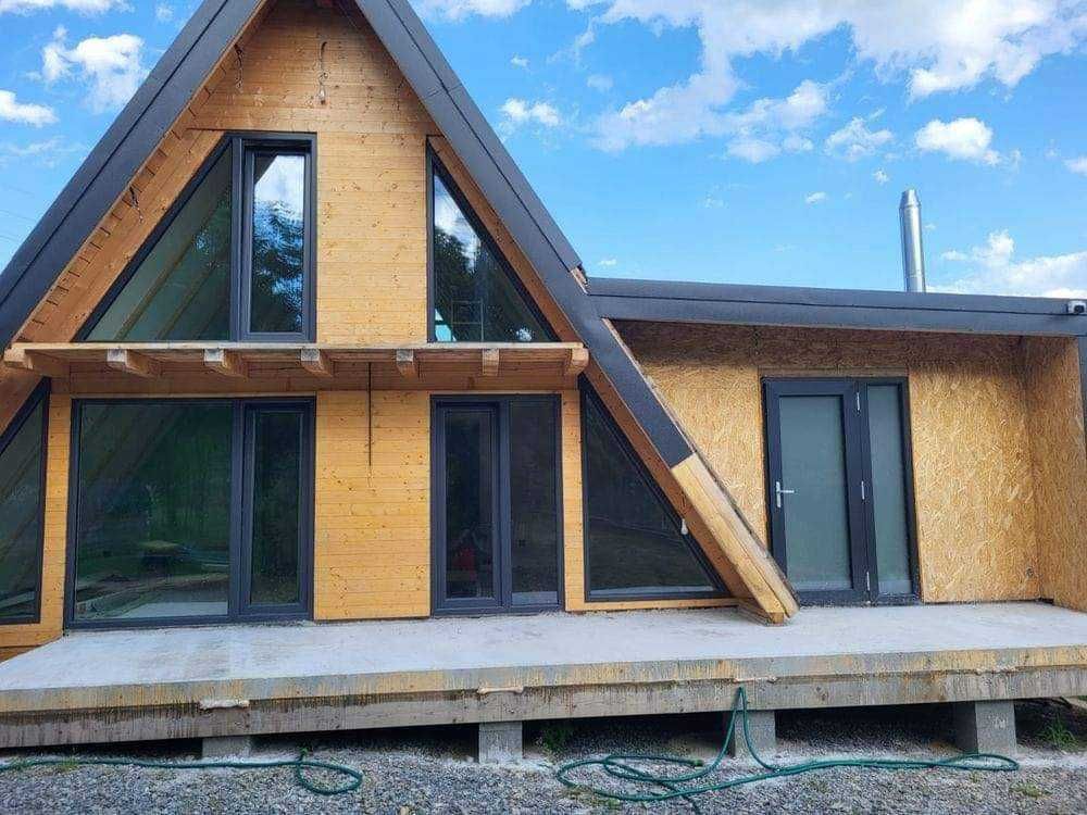 Cabana stil A-Frame si case din structura de lemn