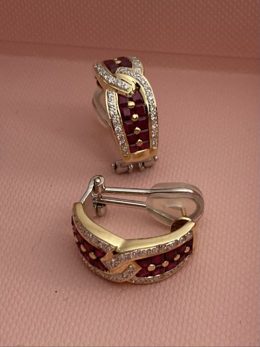 Cercei aur 18kt cu rubine si diamante