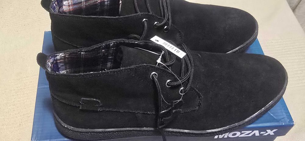 Нови мъжки кларкове MOZA-X, ест. велур, черни, размер 43