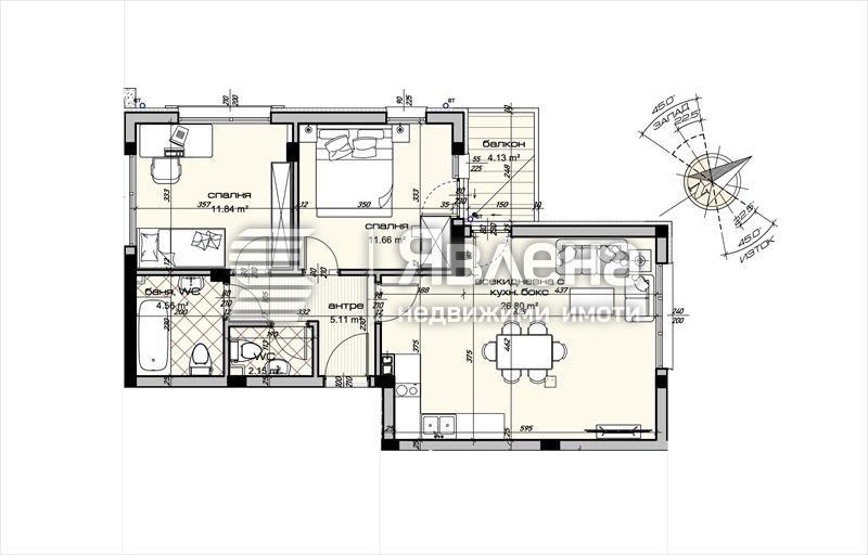 3-стаен за 1124 евро/кв.м, с АКТ 14