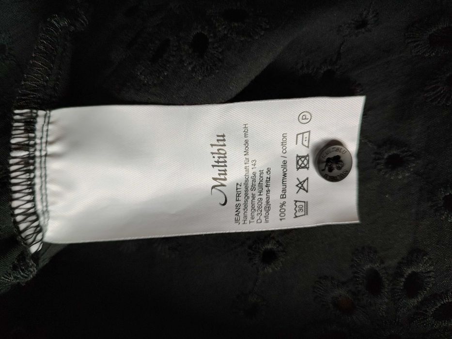 Camasa neagra broderie maneca 3/4 bumbac