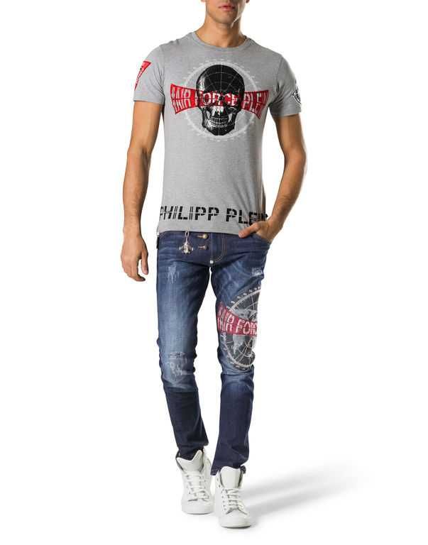 PHILIPP PLEIN Squeeze It Air Force Skull Slim Fit Мъжка Тениска L (S/M