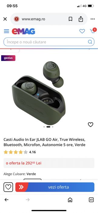 Casti  audio in Ear JLAB GO Air, true Wireless,bluetooth,microfon,Noi
