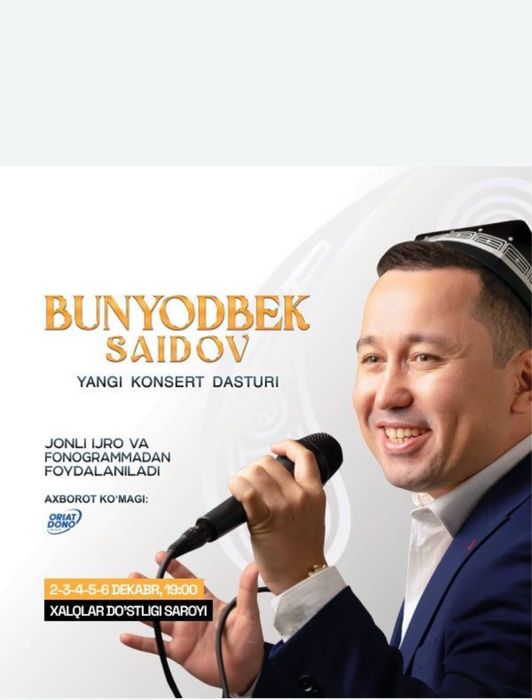 Konsertga Bunyod Saidov bilet