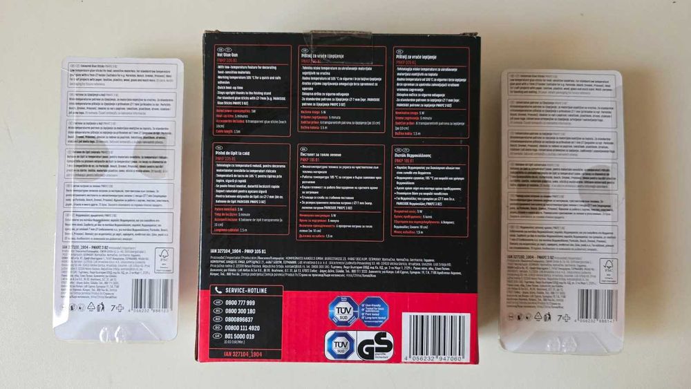 Pistol lipit cu adeziv la cald + 40 batoane adeziv colorate si albe