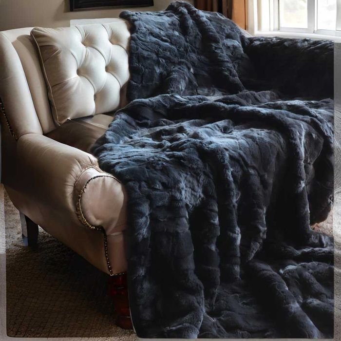 Patura blana naturala REX Chinchilla 230 cm x 150 cm