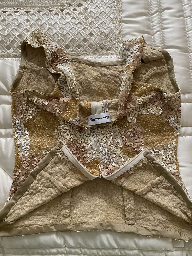 Bluza tip corset cu paiete cusute manual Romanitza