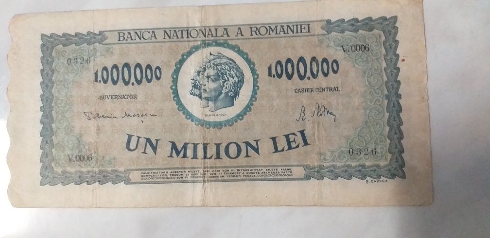 Vând bancnotă de un milion de lei România