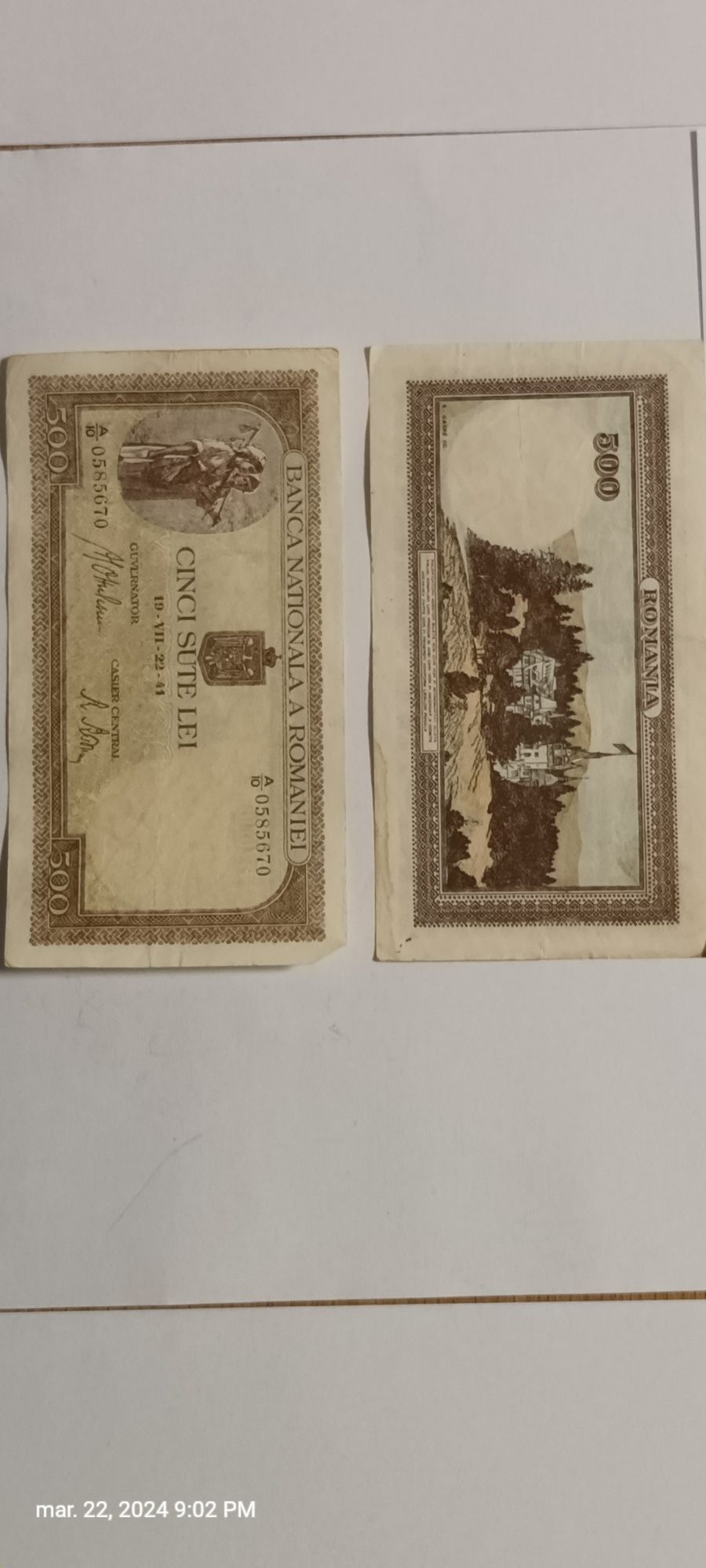 Bancnota veche "CINCI SUTE LEI" 1941 iulie