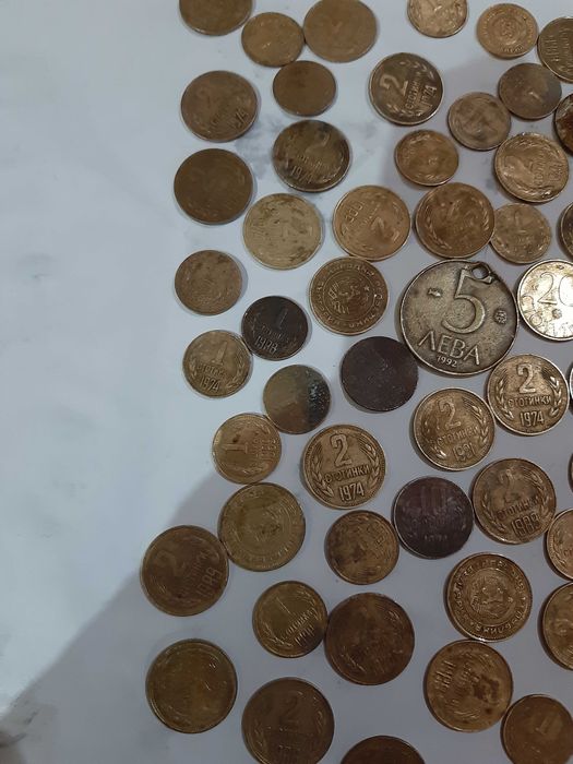 Стари антикварни монети 1,2,3,5,10,20 ст, 5лв общо 95 броя