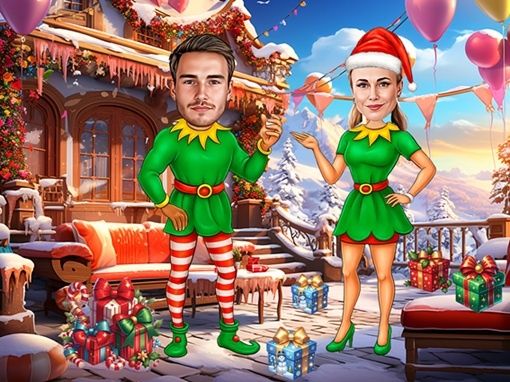 Карикатура по снимка за Коледа! Уникален подарък за любим човек!