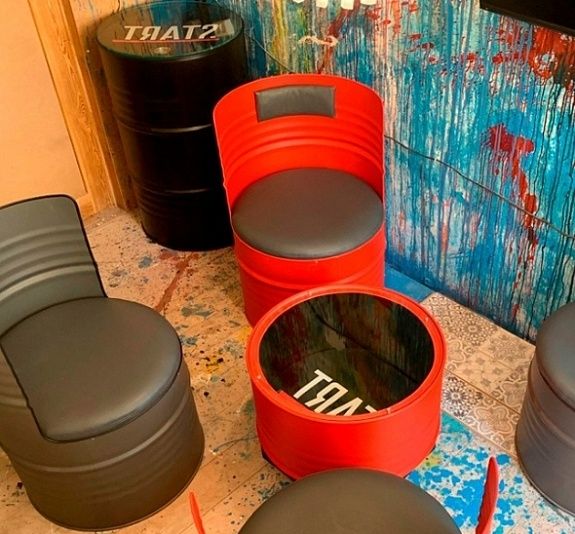 Мебель из бочки. Уникальные и креативной мебель для кафе фосфодов.