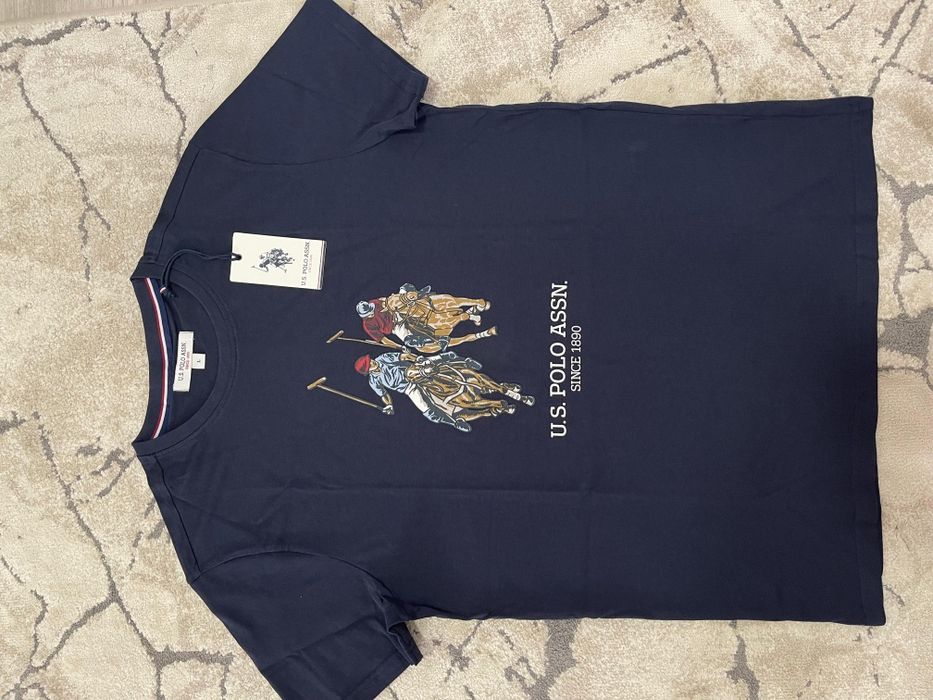 Tricou US Polo bărbați Alb, Dark Saphire