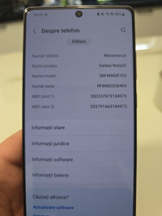 Vand telefon Samsung Note 20, 256 gb