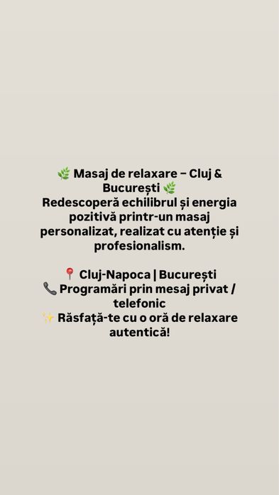Masaj de relaxare – Cluj & București