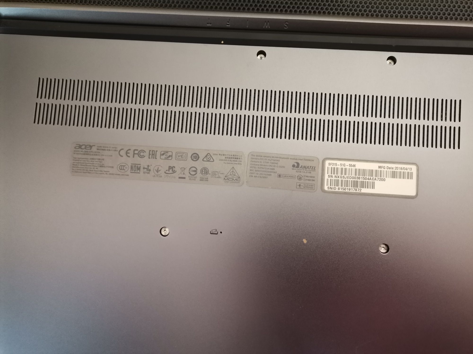 Laptop Acer Swift 3 (SF315-51G) , Schimb cu ps 4