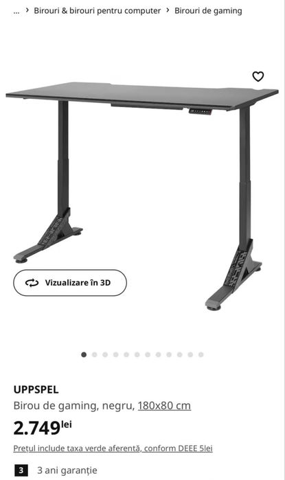 Birou Gaming IKEA UPPSPEL (180×80) – Ca nou