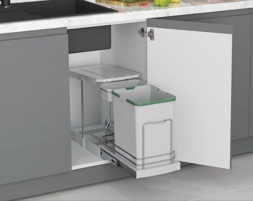 Кош за вграждане 16л+1л за врата 40 см сив STARAX