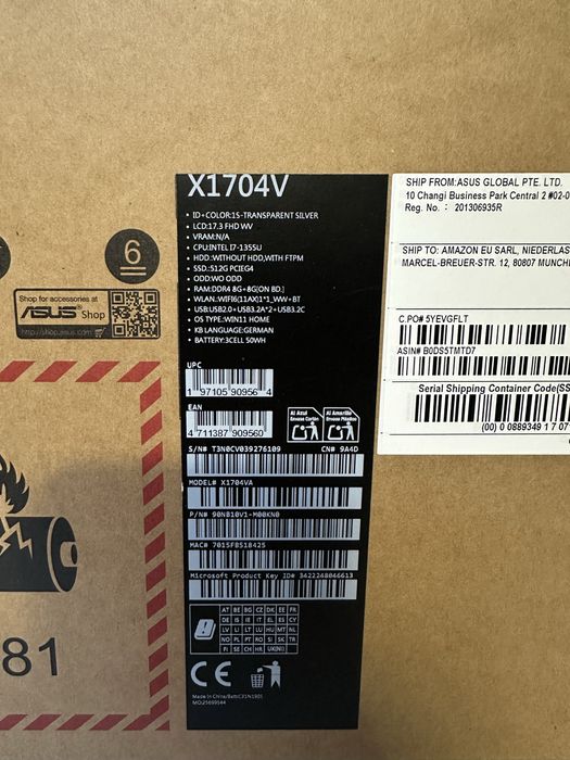 Laptop Asus VivoBook 17 X1704VA, 16GB Ram / 512GB SSD, NOU Sigilat