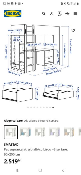 Pat supraetajat IKEA pentru copii – Transport inclus
