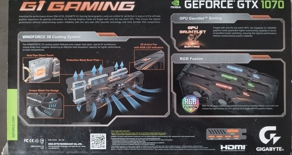 GIGABYTE GTX 1070 G1 Gaming | 256bit | Full box | stare foarte buna