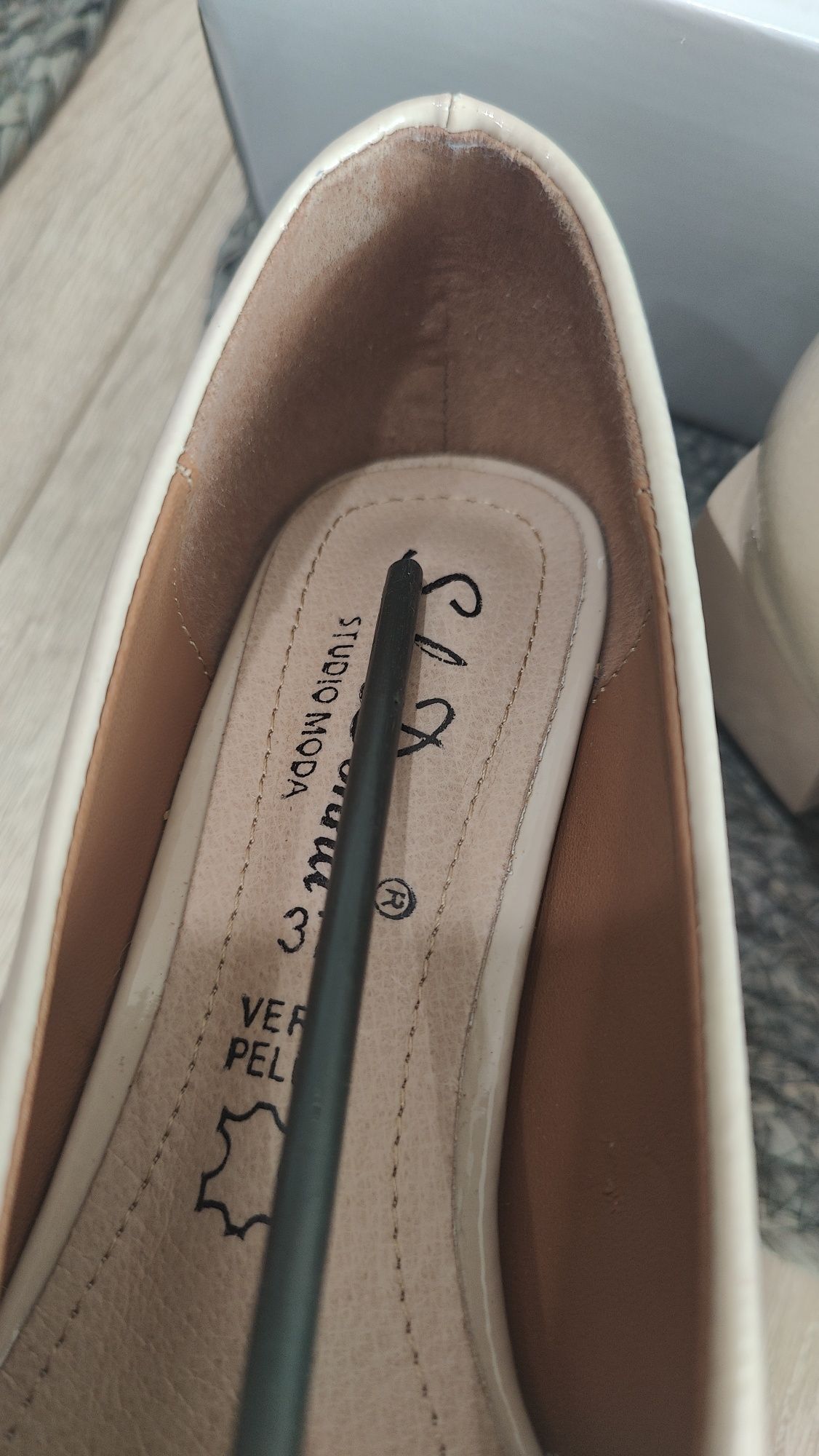 Pantofi cu toc patrat 37 nude/bej deschis Solo Donna Benvenuti piele