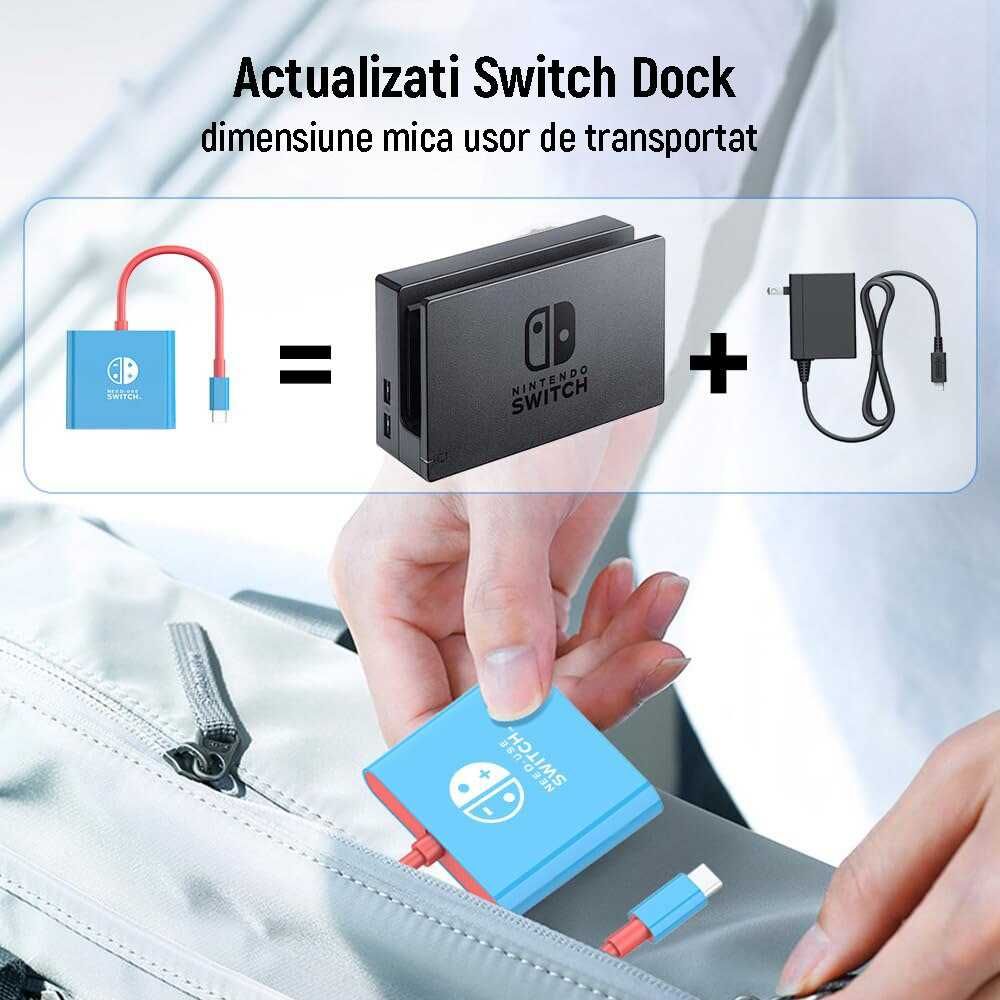 Adaptor Dock TV pentru Nintendo Switch, USB 3.0, PD 100W, 4K, 3 in 1