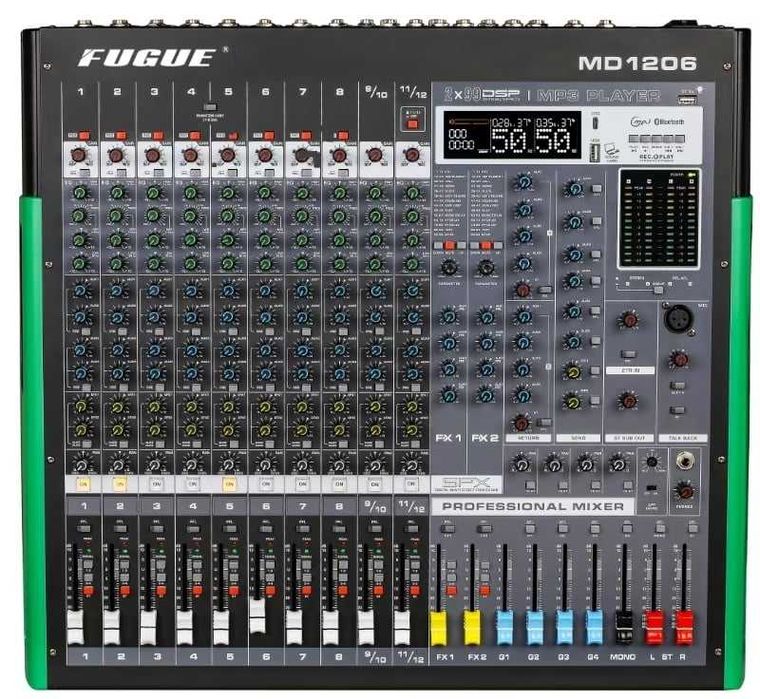 Mixer audio Fugue MD-1206, 12 canale cu USB + Bluetooth, LED indicator