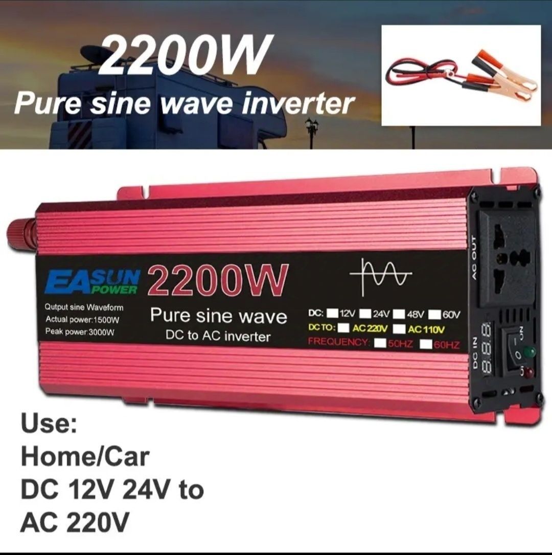 Invertor auto 12V/220V 2200W sinus pur foisor camper rulota