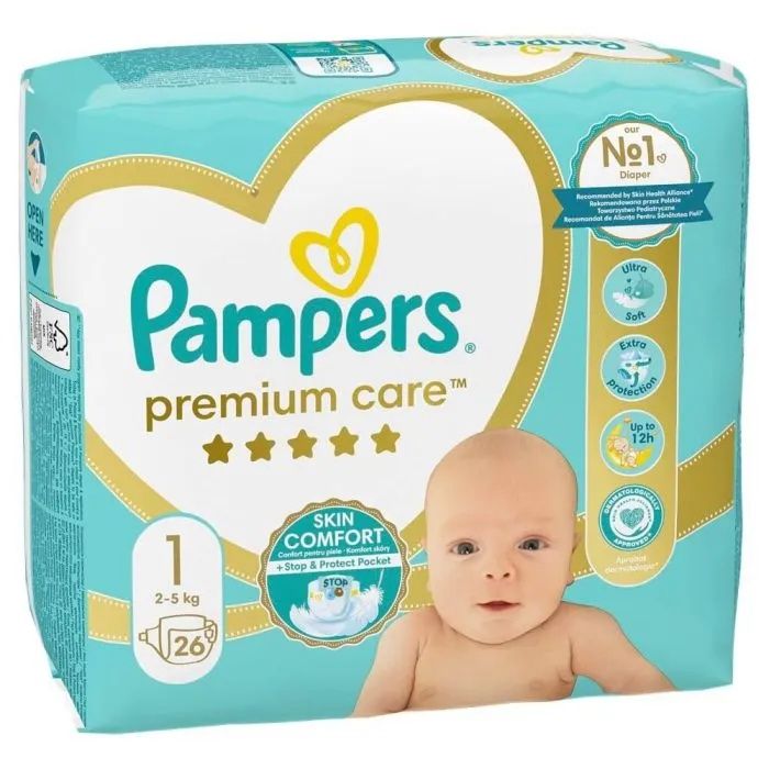 Пелени Papmpers Premium Care Размер 1 New born 26 бр, Спиди/лично пр.