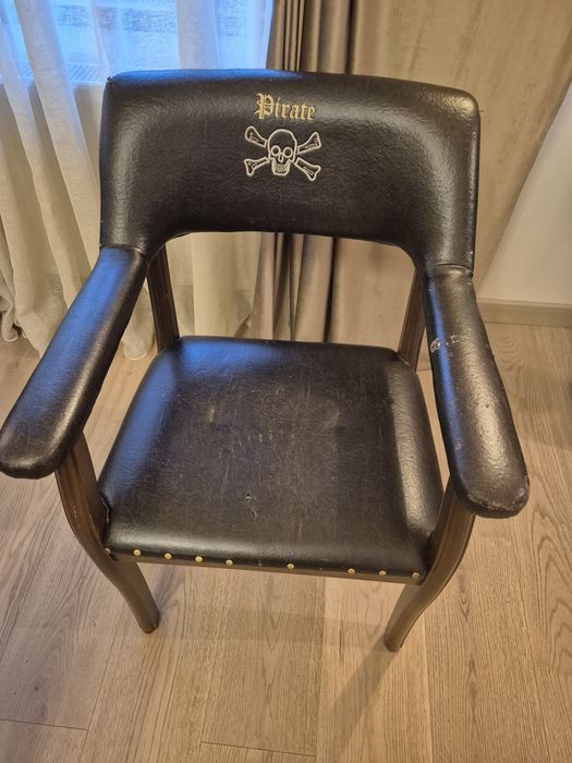 Scaun birou lemn masiv+imitatie piele