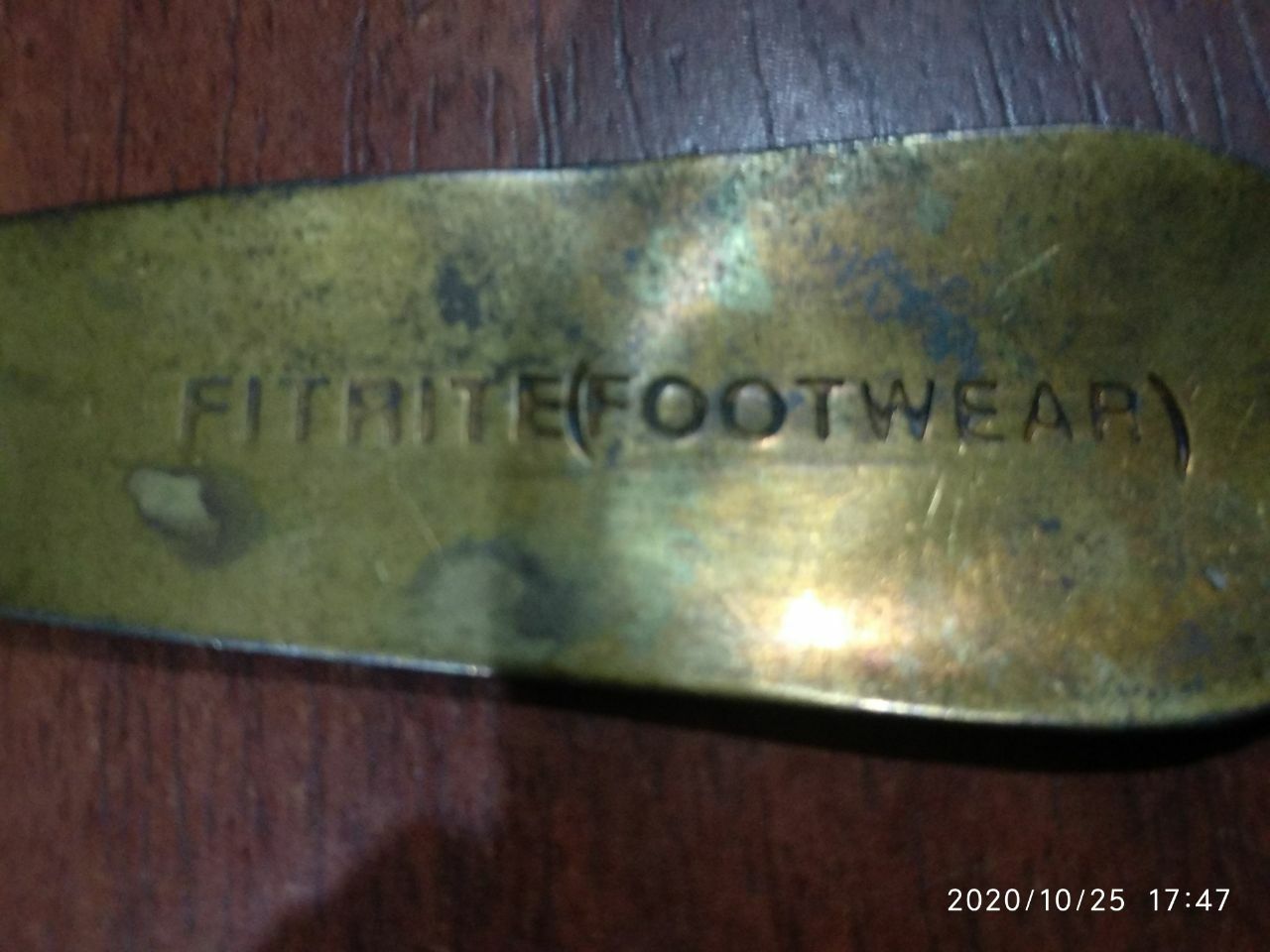 Ложка для обуви, карманная (1950г). "Fitrite Footwear" Made in England