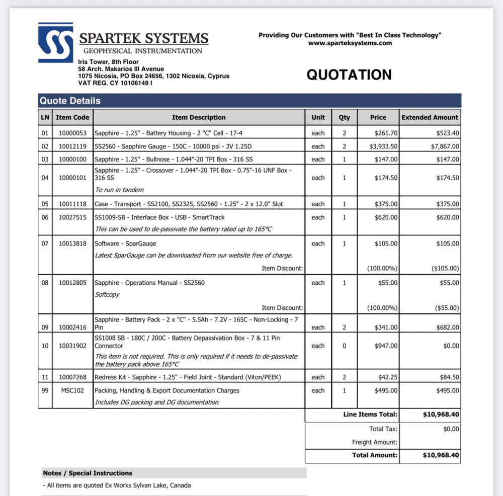 Продам геофизические САПФИРОВЫЕ глубинные манометр “SPARTEK” (CANADA)