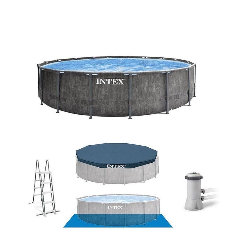 Басейн с метална к-я Intex Greywood с размери 457х122 см + робот