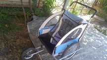 Remorca/carut bicicleta import 2 copii, roti 20+12 inchi, pliabila
