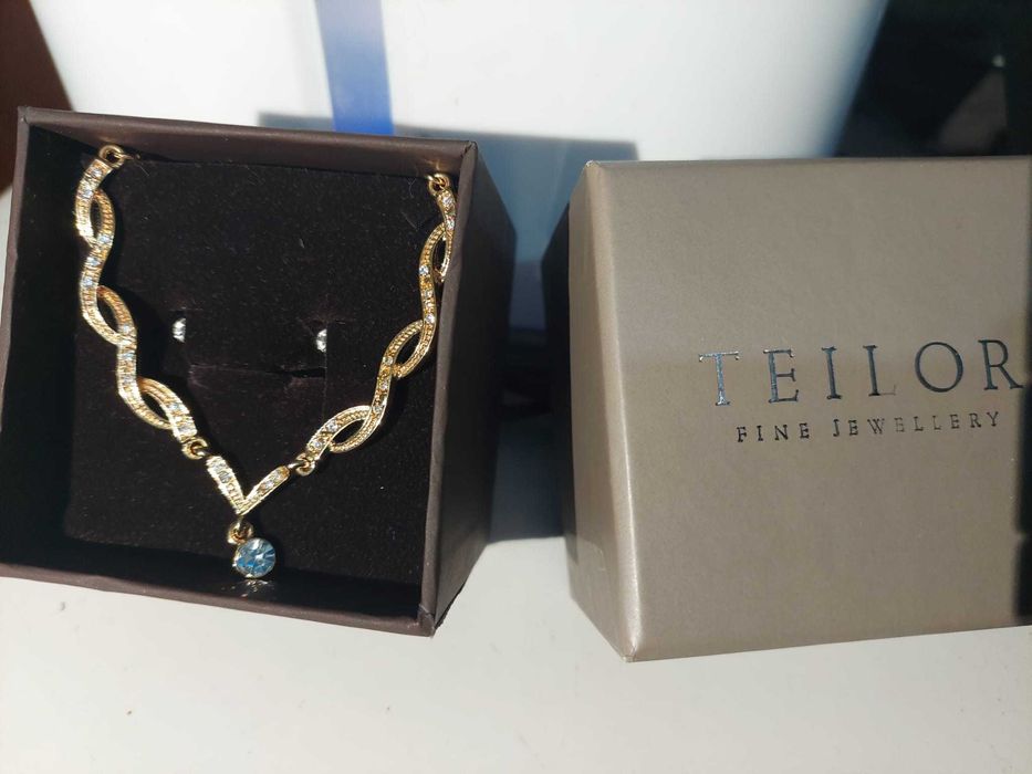 Set colier si cercei placate cu aur de 24k in cutie Teilor