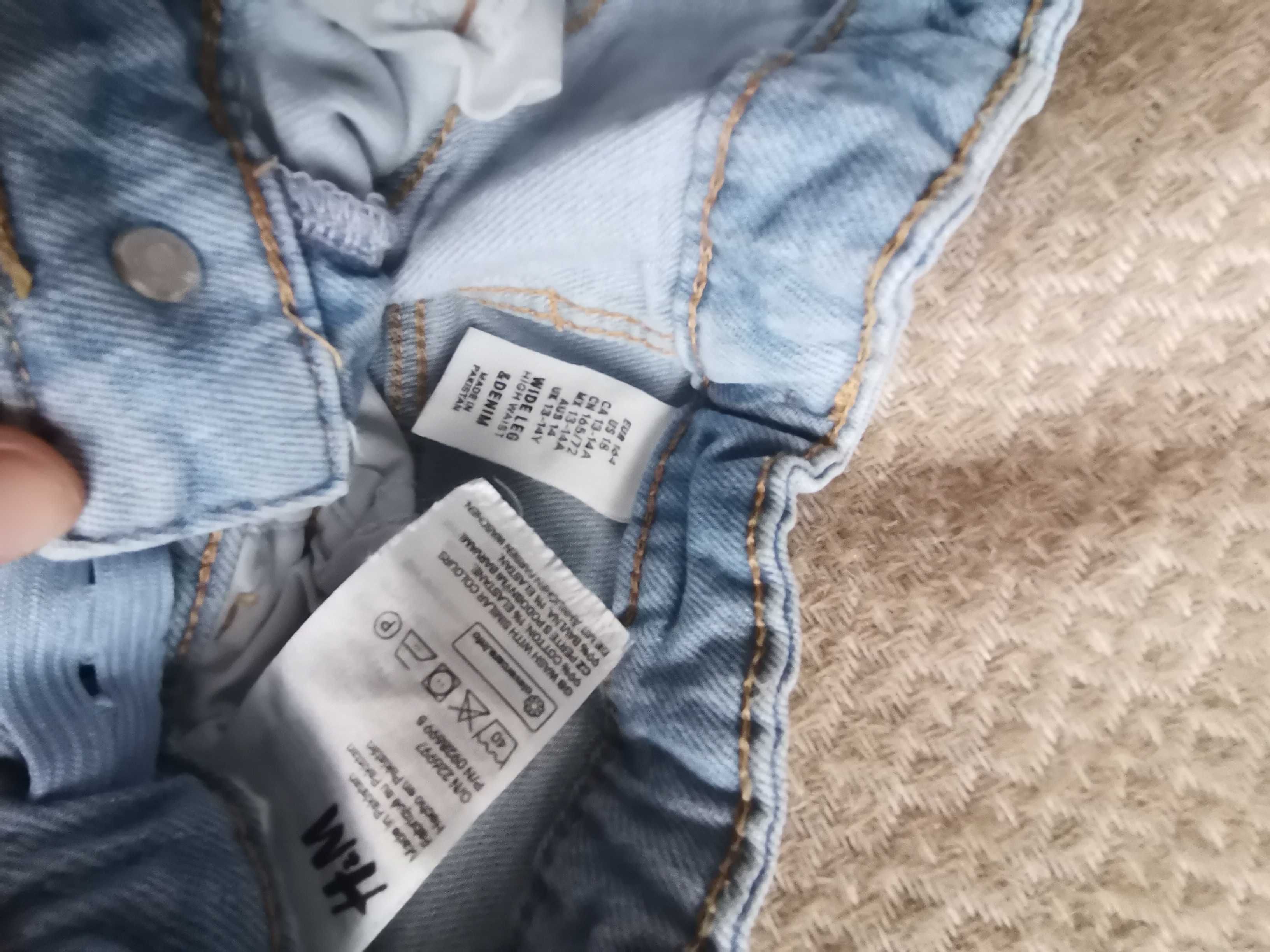 Blugi / jeans fete H&M patchwork albaștri mărimea 164 13-14 ani