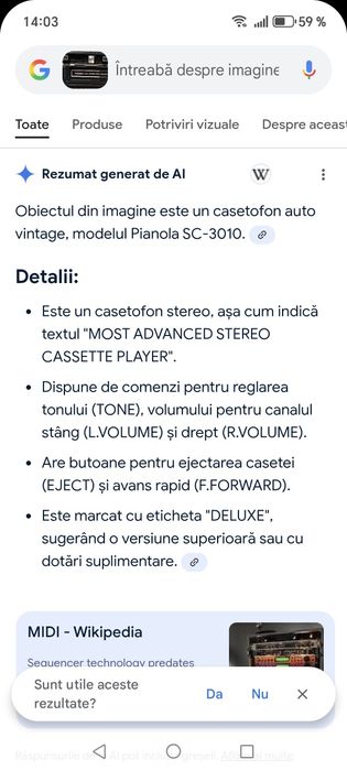 Casetofon auto vintage Pianola