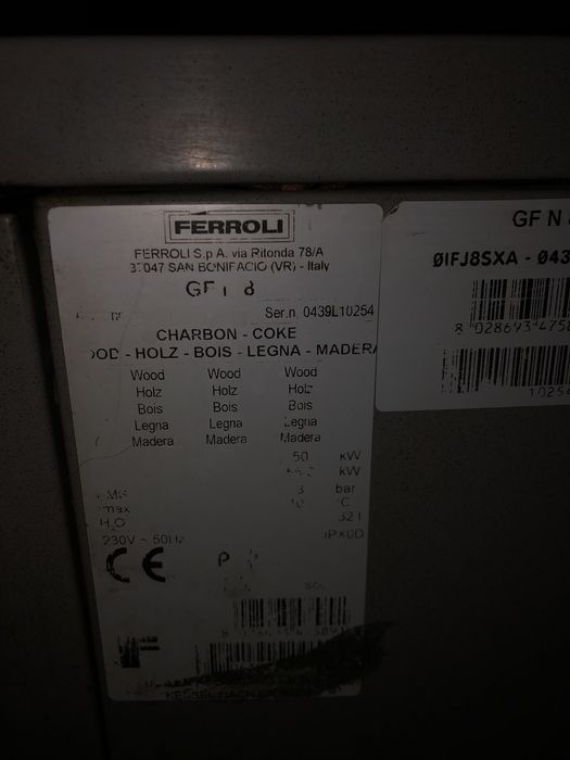 Centrală termică pe lemne Ferroli GF 18 - 50 kW - în stare bună