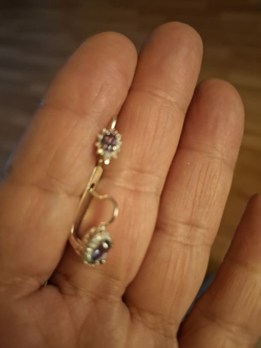 Серебрянные детские серьги с нат. аметистами