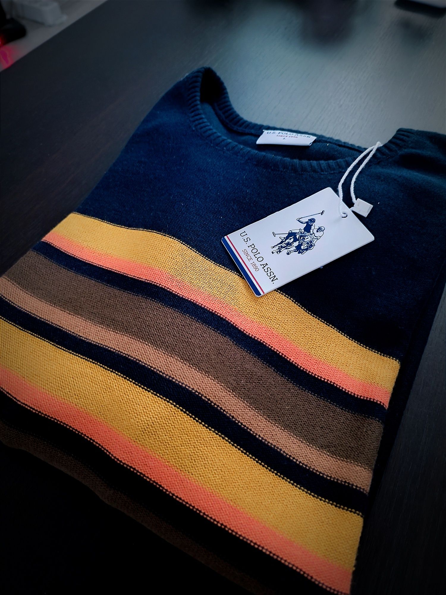 Нов мъжки стилен пуловер U.S. POLO ASSN, размер L/slim fit/