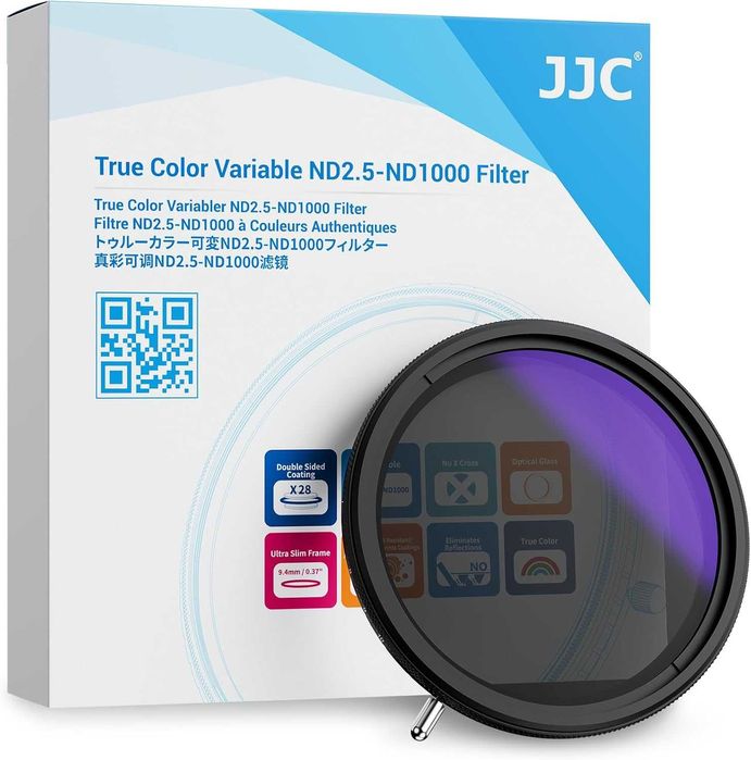 JJC 77 mm TrueColor ND Variable ND2.5-ND1000 Филтър с 10 стъпки Canon