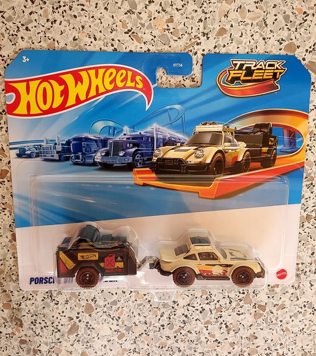 Macheta Porsche+rulota travel-Hotwheels-masinuta+remorca-jucarii metal