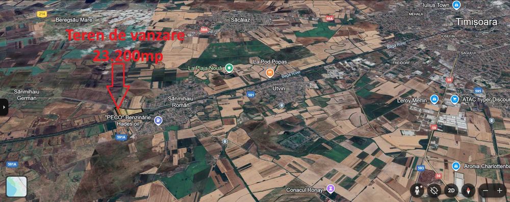 Proprietar,vand 23200mp teren pentru PUZ case P+E+M in Sanmihaiu Roman